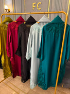 Luxury Silk Cutwork Long Dress 3PC Suit With Chiffon Dupatta (Relaxed Loose Fit)