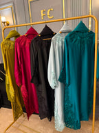 Luxury Silk Cutwork Long Dress 3PC Suit With Chiffon Dupatta (Relaxed Loose Fit)