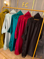 Luxury Silk Cutwork Long Dress 3PC Suit With Chiffon Dupatta (Relaxed Loose Fit)