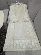 Luxury Chiffon Embroidered 3PC Suit With Boring Work Shirt & Embroidered Palazzo
