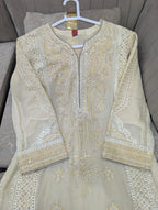 Luxury Chiffon Embroidered 3PC Suit With Boring Work Shirt & Embroidered Palazzo