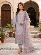 Premium Lawn Boring Work 3PC Suit With Digital Printed Dupatta & Plain Trouser