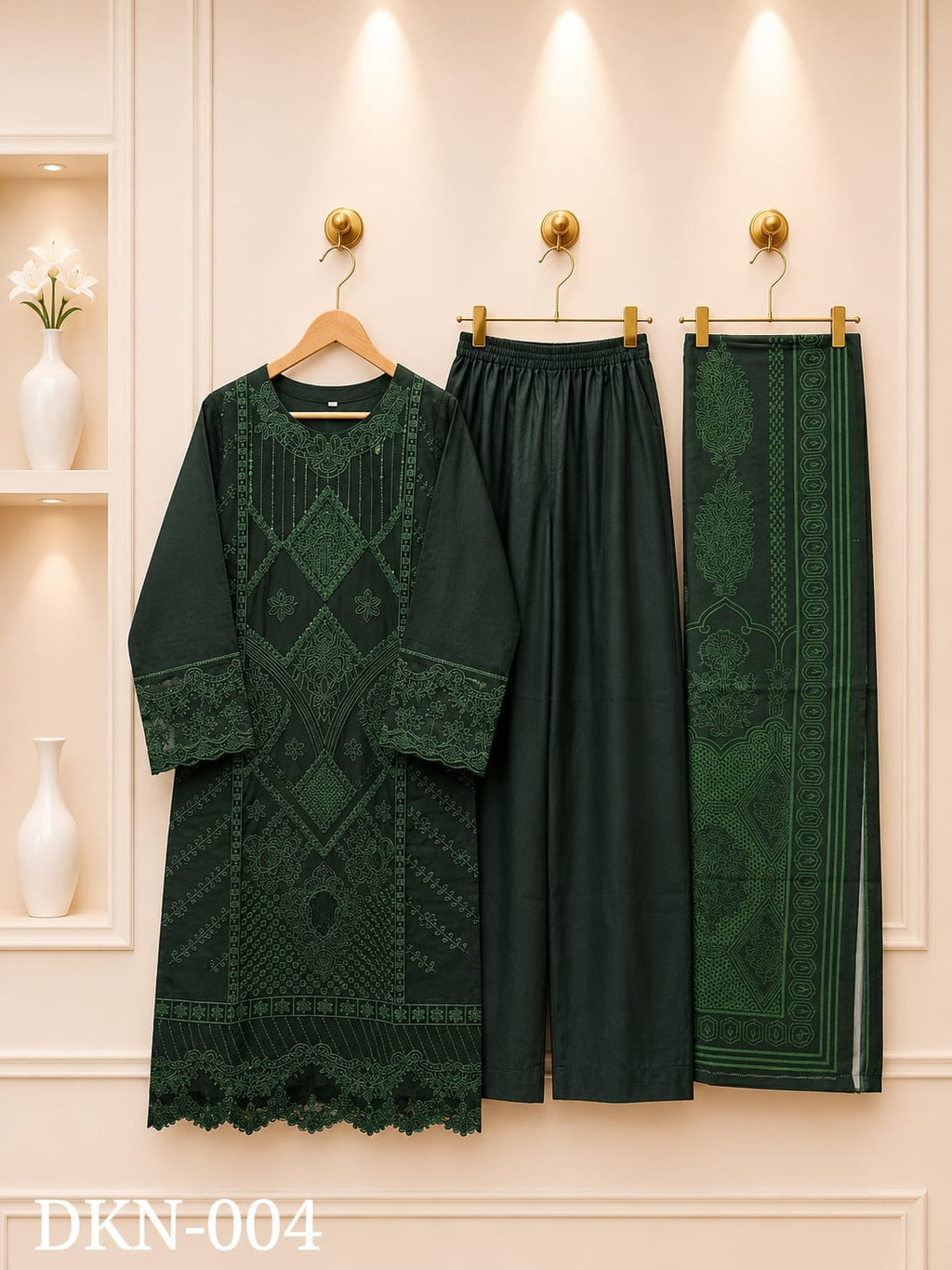 Premium Dhanak Embroidered Winter 3PC Suit With Elegant Woolen Shawl