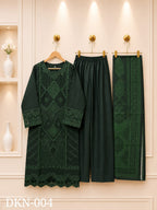 Premium Dhanak Embroidered Winter 3PC Suit With Elegant Woolen Shawl