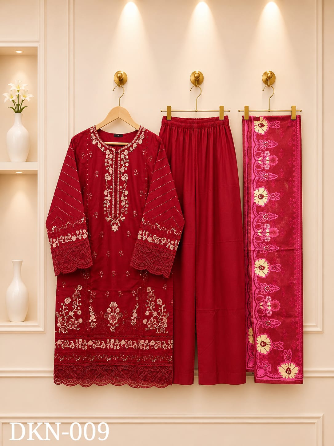 Premium Dhanak Embroidered Winter 3PC Suit With Elegant Woolen Shawl