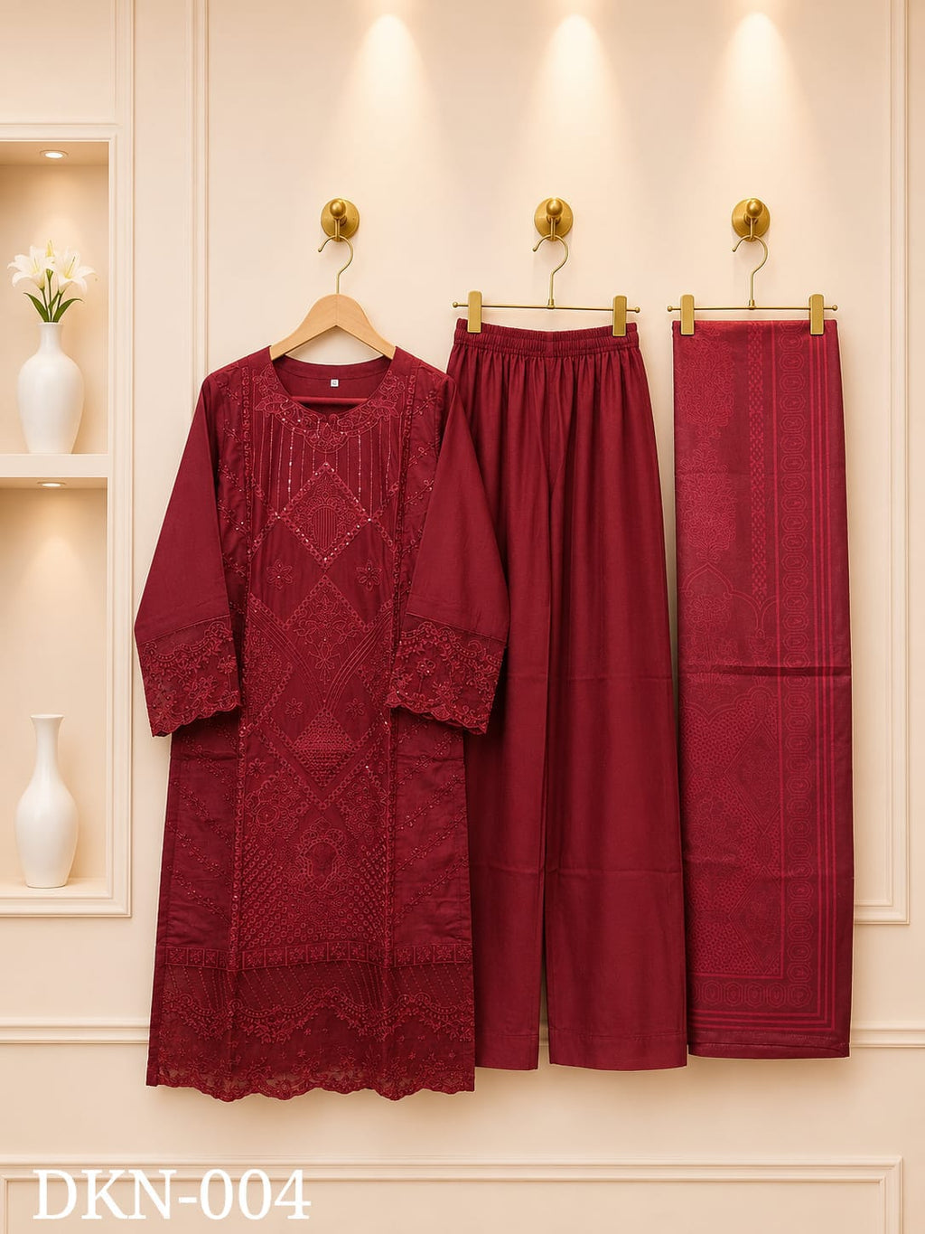 Premium Dhanak Embroidered Winter 3PC Suit With Elegant Woolen Shawl