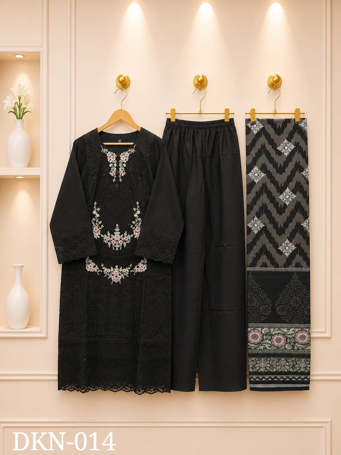 Premium Dhanak Embroidered Winter 3PC Suit With Elegant Woolen Shawl