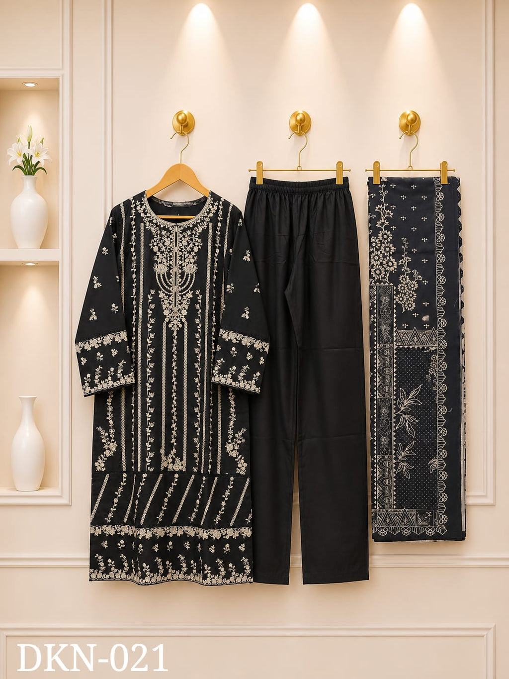 Premium Dhanak Embroidered Winter 3PC Suit With Elegant Woolen Shawl