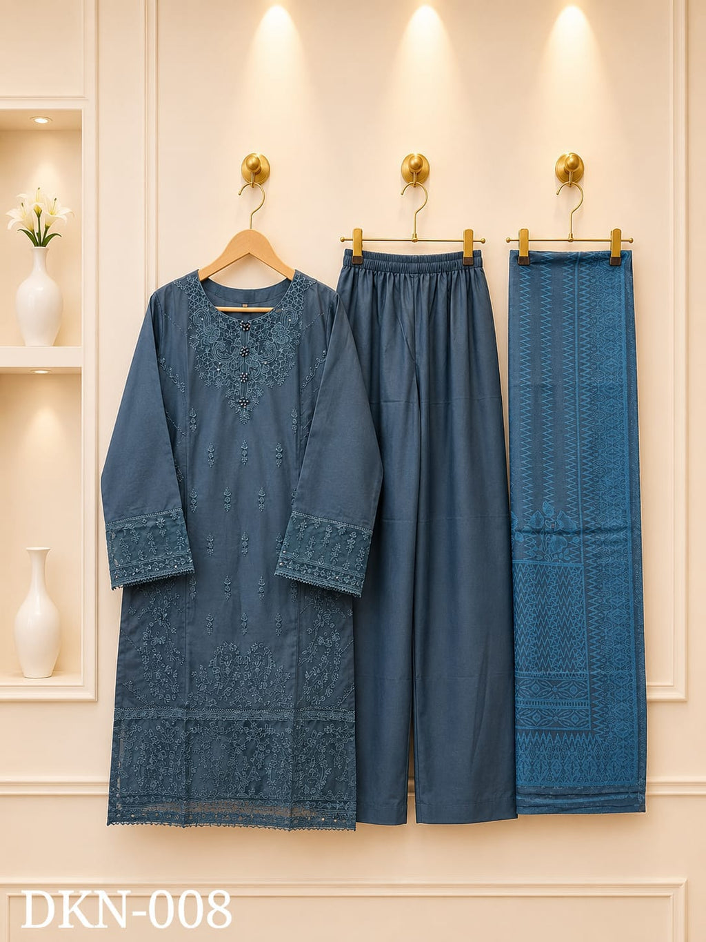 Premium Dhanak Embroidered Winter 3PC Suit With Elegant Woolen Shawl