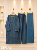 Premium Dhanak Embroidered Winter 3PC Suit With Elegant Woolen Shawl