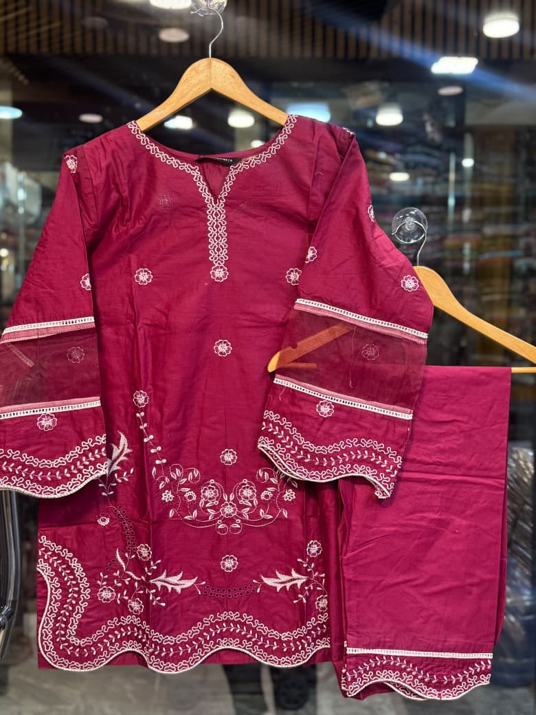 Premium Embroidered Solid Co-Ord Set (Matching Shirt & Trouser)