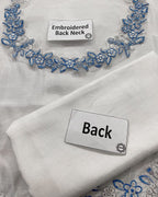 Hussain Rehar - The Scent Luxury Pret Raw Silk 3PC Suit With Organza Dupatta (Off-White & Ice Blue)