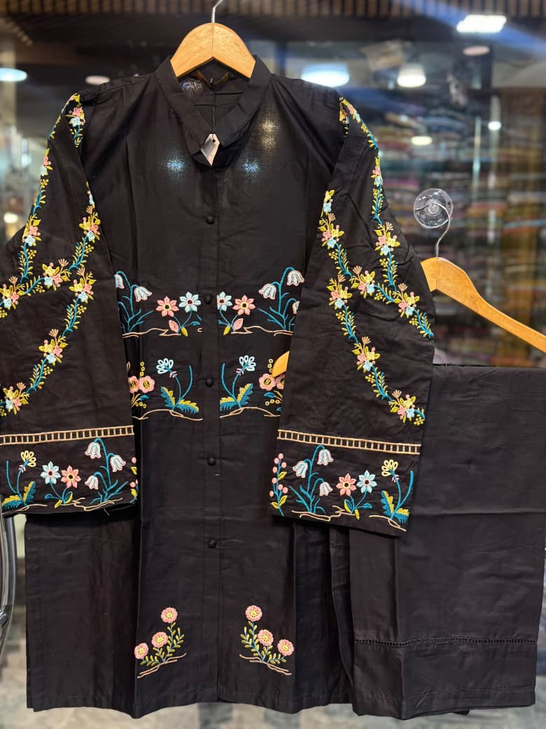 Premium Embroidered Solid Co-Ord Set (Matching Shirt & Trouser)