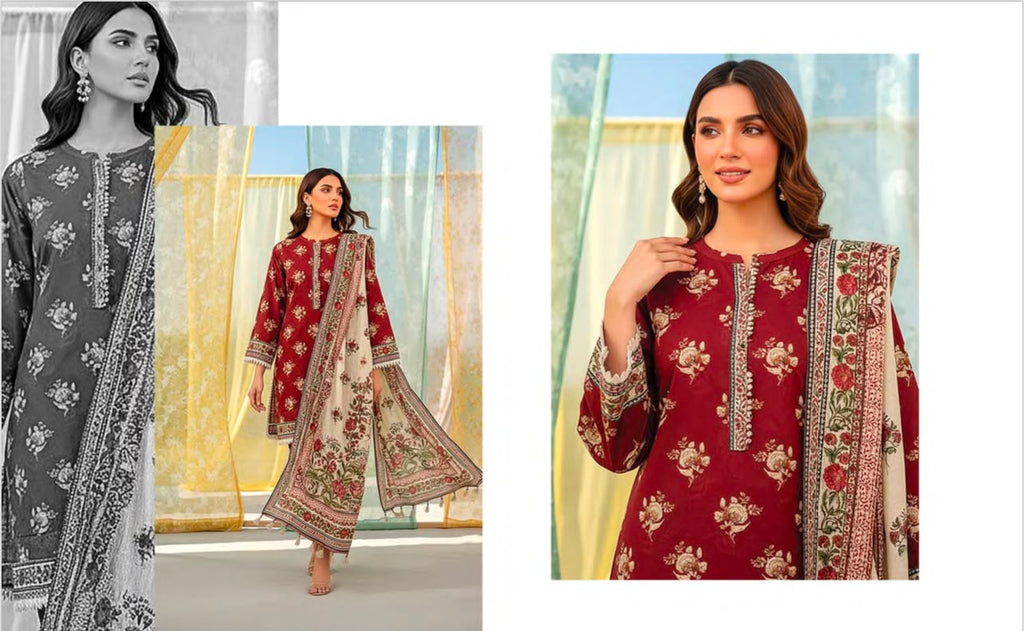 Lakhany Fabrics (LSM) Premium Unstitched Printed Lawn 3PC Collection