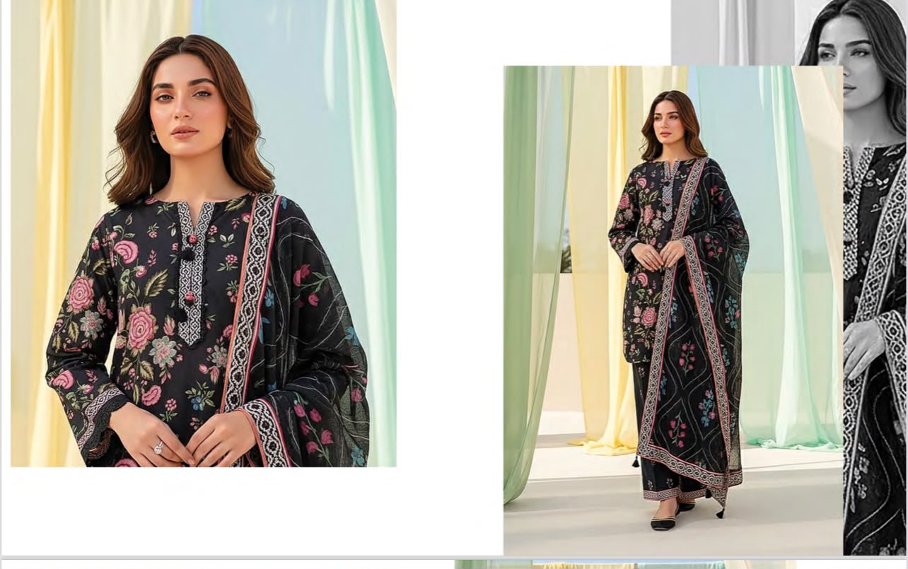 Lakhany Fabrics (LSM) Premium Unstitched Printed Lawn 3PC Collection