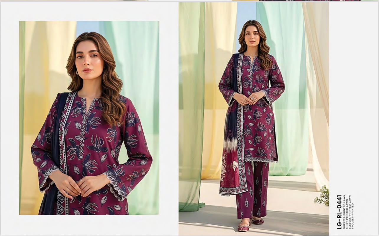 Lakhany Fabrics (LSM) Premium Unstitched Printed Lawn 3PC Collection