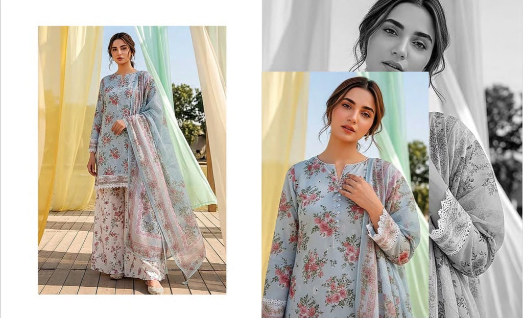 Lakhany Fabrics (LSM) Premium Unstitched Printed Lawn 3PC Collection