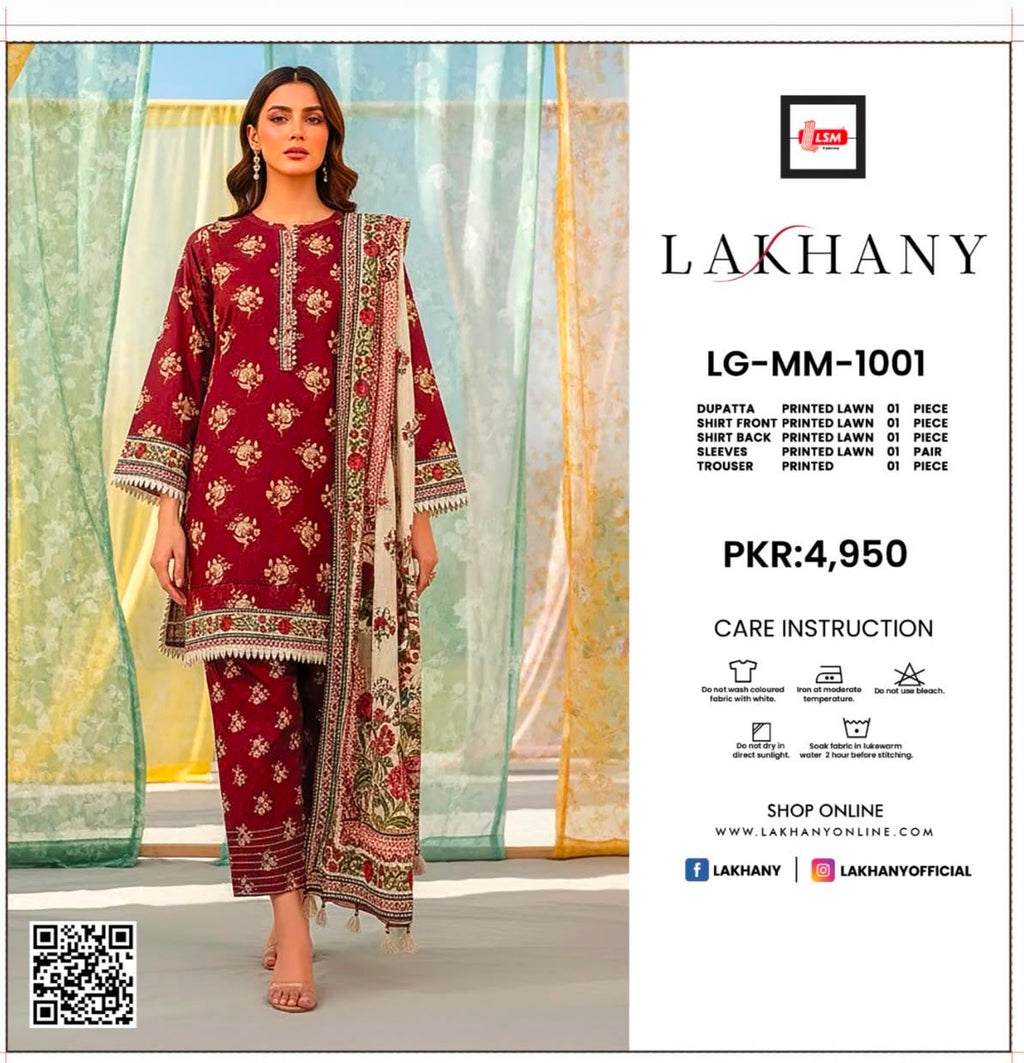 Lakhany Fabrics (LSM) Premium Unstitched Printed Lawn 3PC Collection