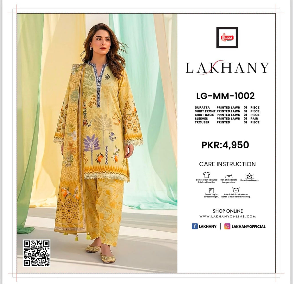 Lakhany Fabrics (LSM) Premium Unstitched Printed Lawn 3PC Collection