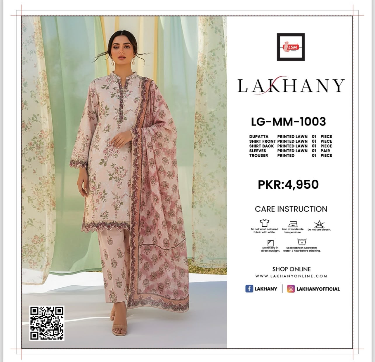 Lakhany Fabrics (LSM) Premium Unstitched Printed Lawn 3PC Collection