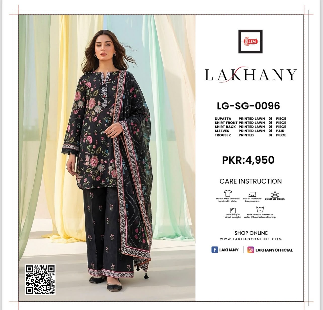 Lakhany Fabrics (LSM) Premium Unstitched Printed Lawn 3PC Collection