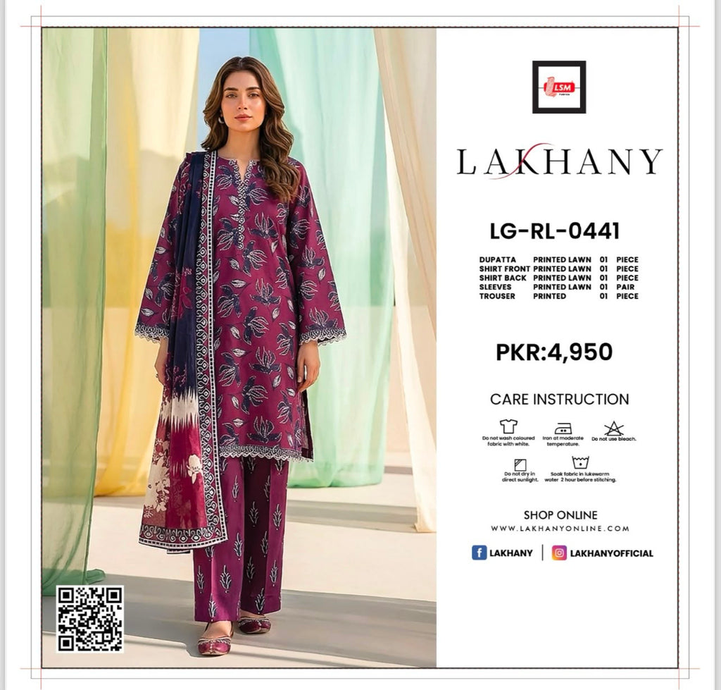 Lakhany Fabrics (LSM) Premium Unstitched Printed Lawn 3PC Collection