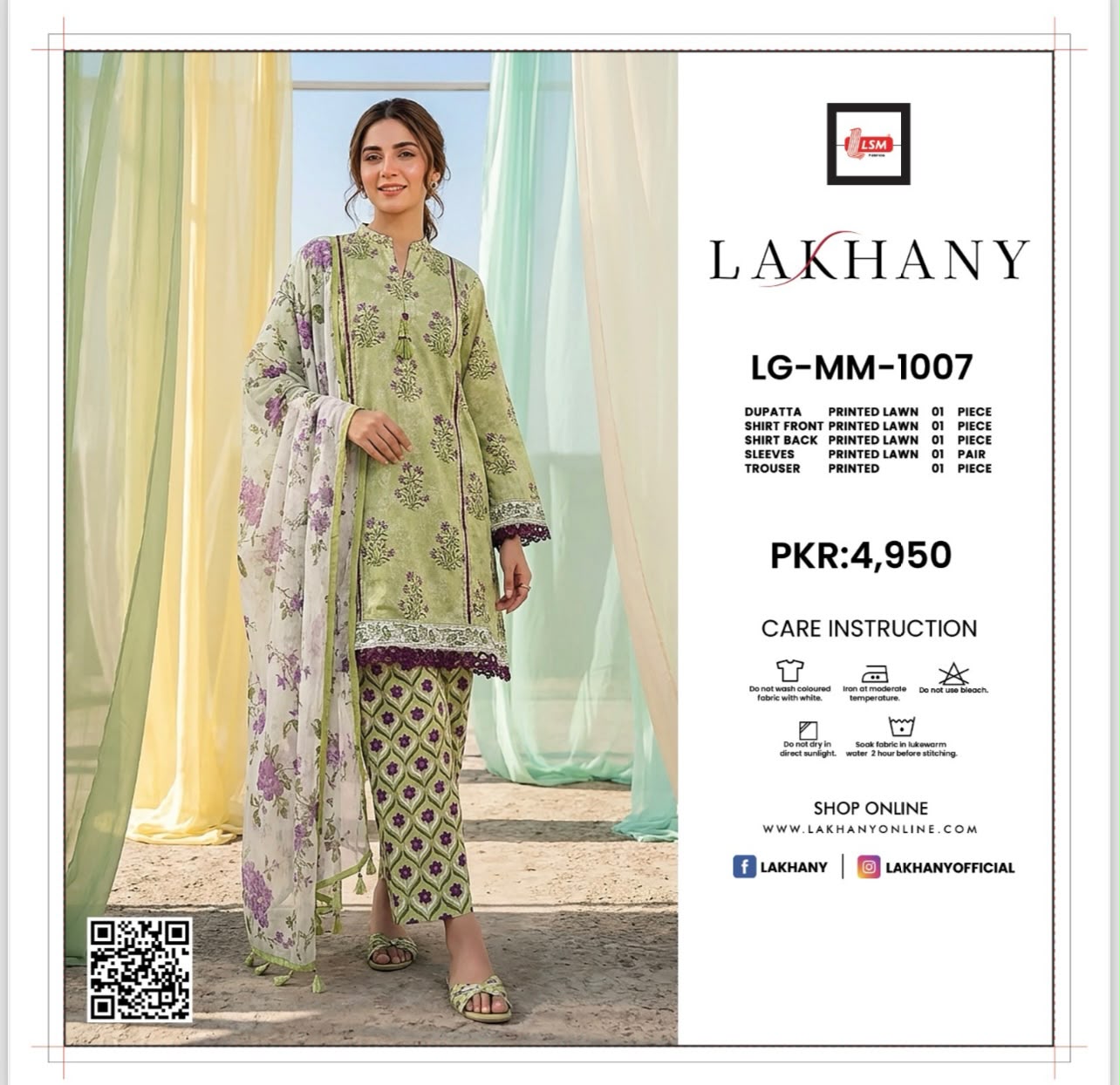 Lakhany Fabrics (LSM) Premium Unstitched Printed Lawn 3PC Collection