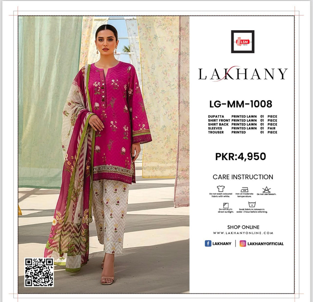 Lakhany Fabrics (LSM) Premium Unstitched Printed Lawn 3PC Collection