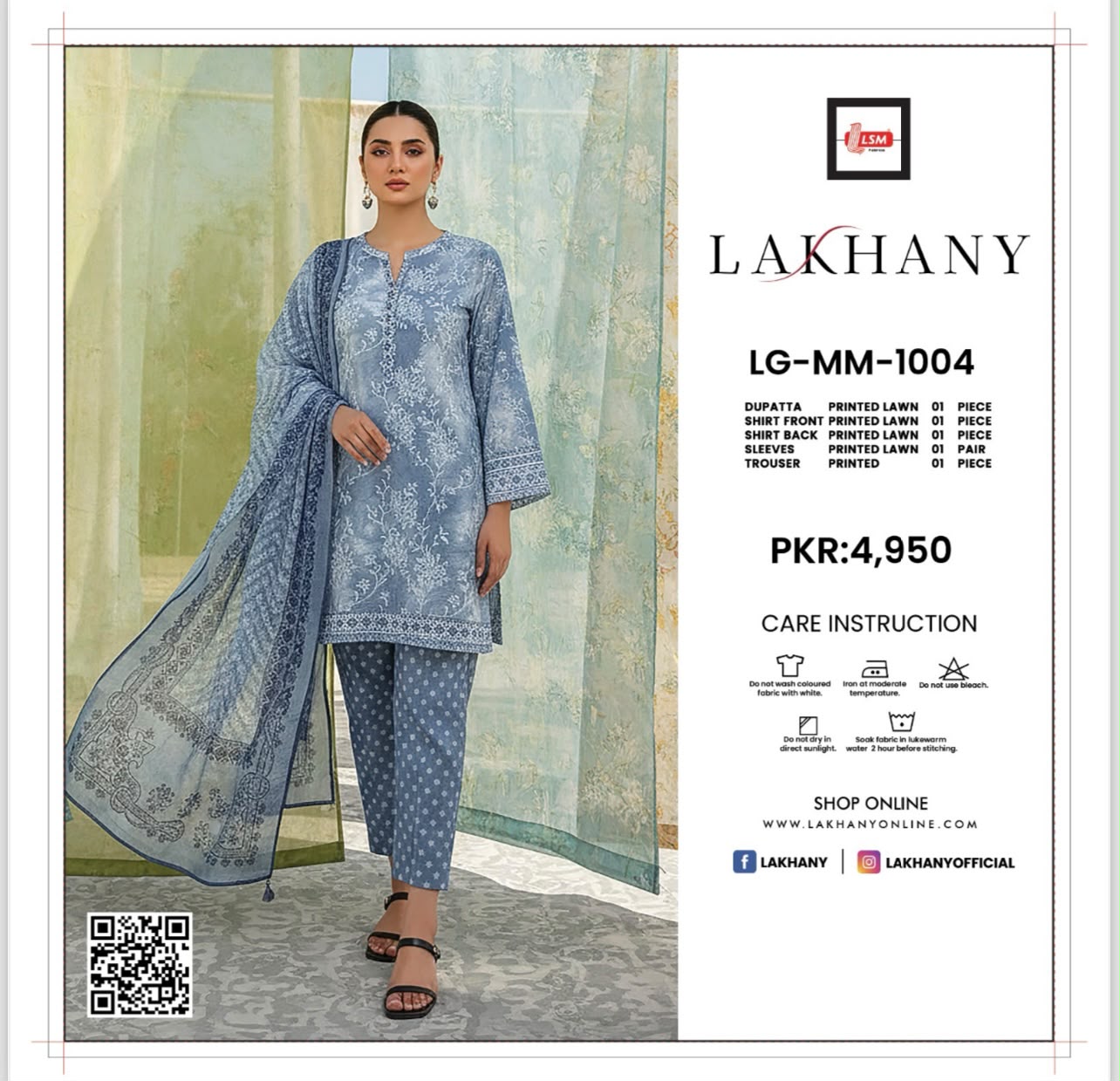 Lakhany Fabrics (LSM) Premium Unstitched Printed Lawn 3PC Collection
