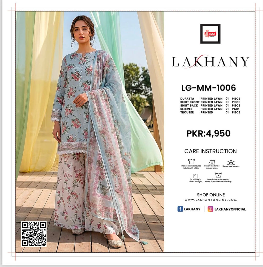 Lakhany Fabrics (LSM) Premium Unstitched Printed Lawn 3PC Collection