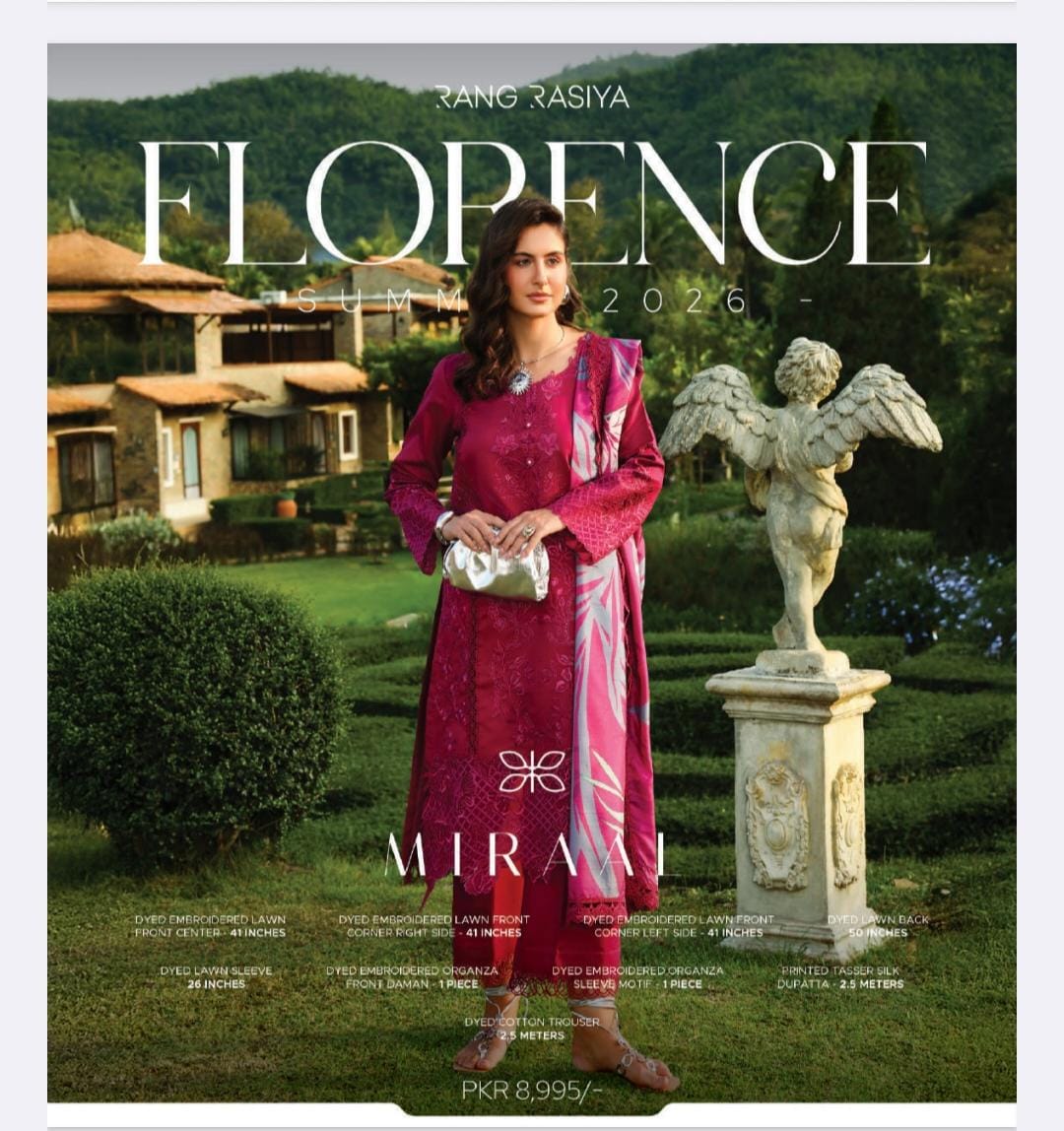 Rangrasiya - Florence Luxury Embroidered Unstitched 3PC Collection