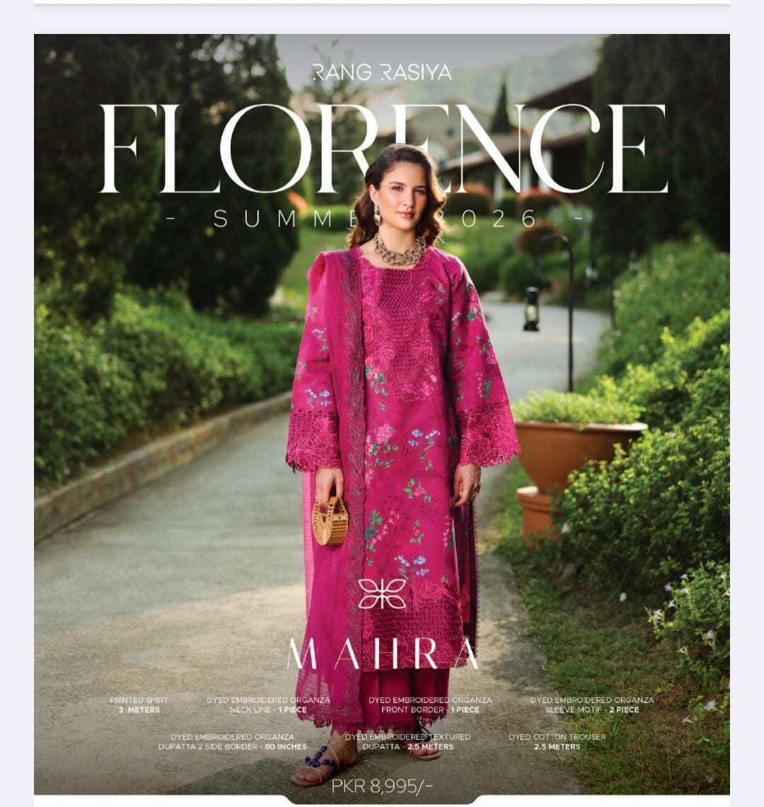 Rangrasiya - Florence Luxury Embroidered Unstitched 3PC Collection