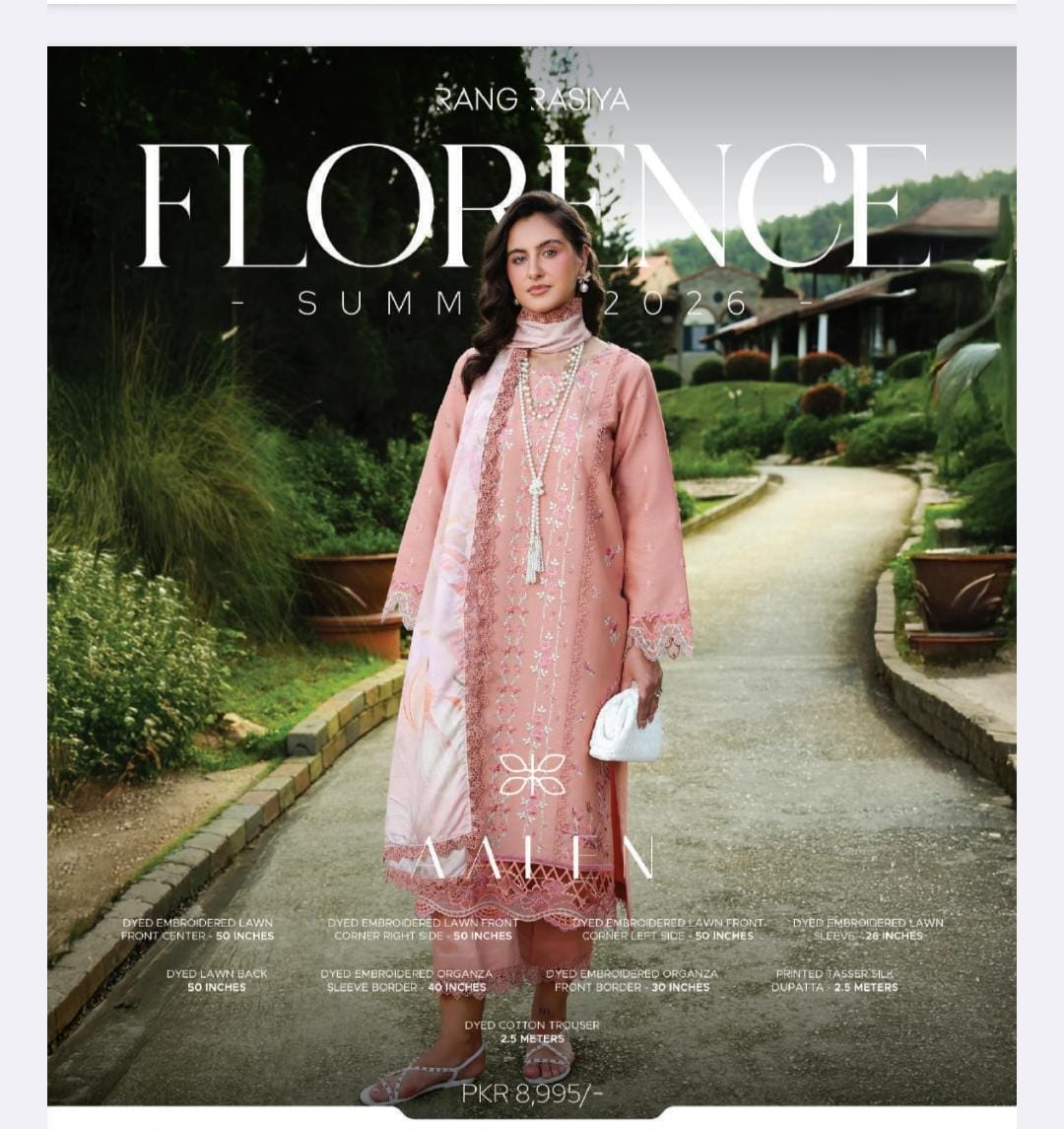 Rangrasiya - Florence Luxury Embroidered Unstitched 3PC Collection