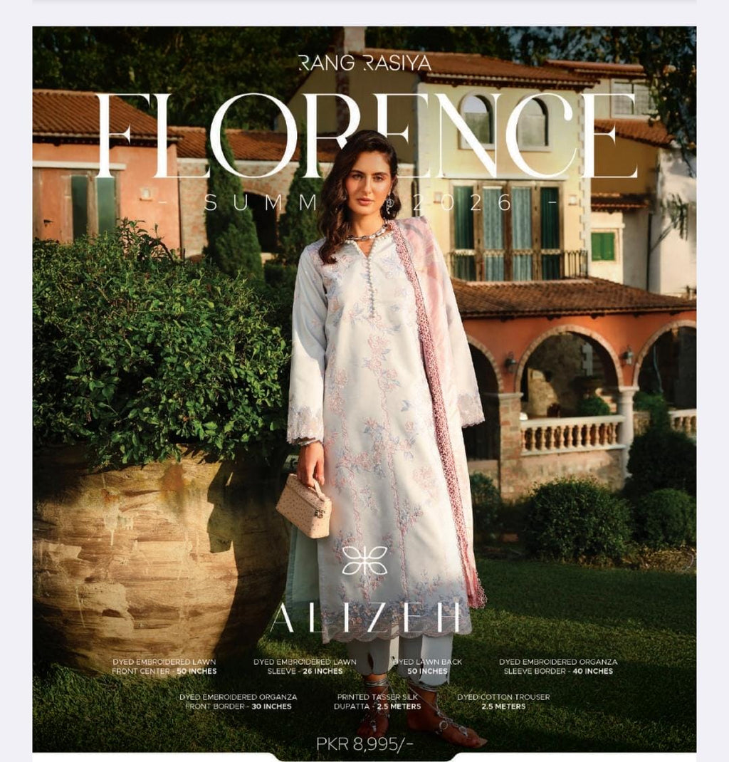 Rangrasiya - Florence Luxury Embroidered Unstitched 3PC Collection
