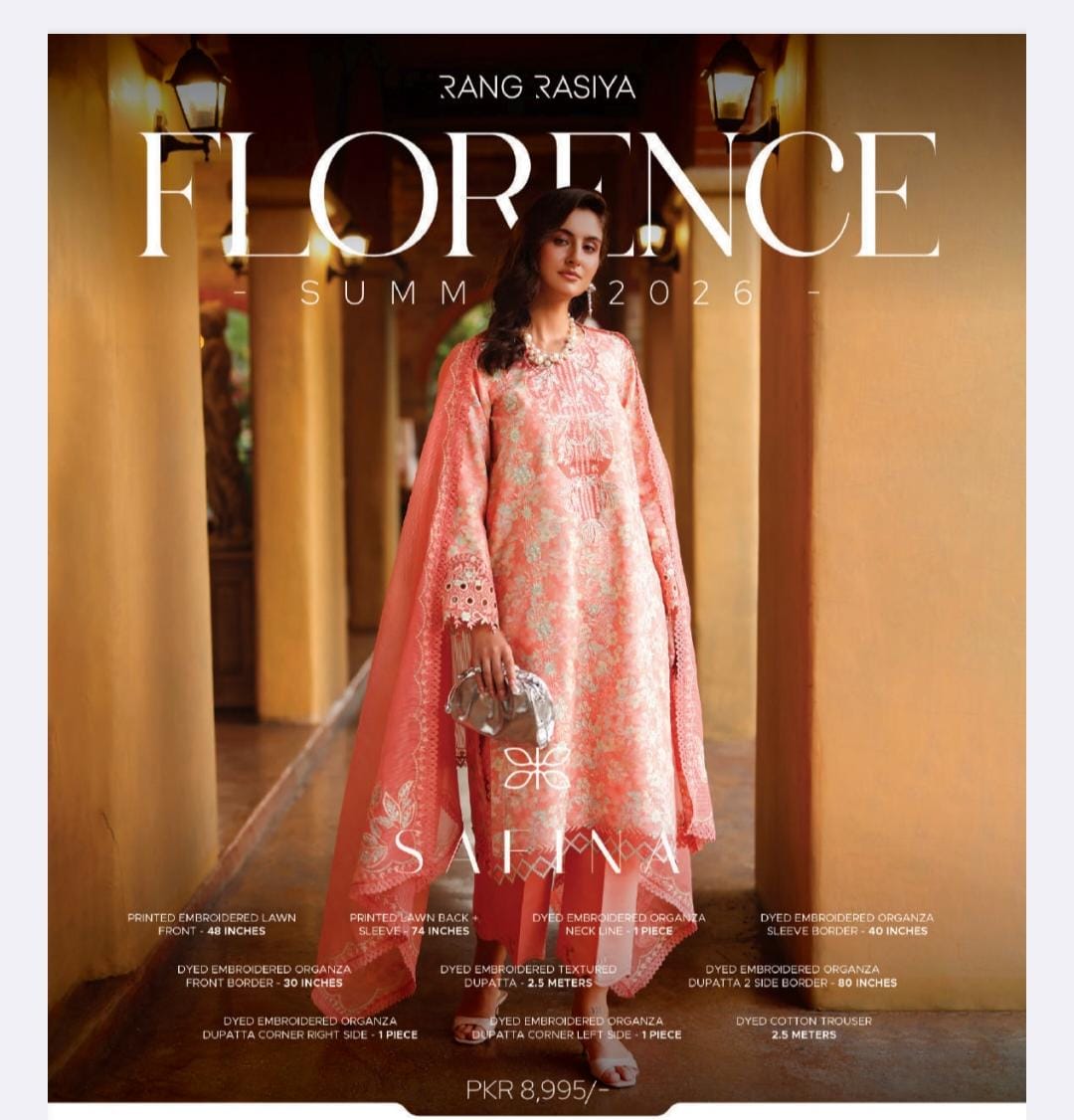 Rangrasiya - Florence Luxury Embroidered Unstitched 3PC Collection