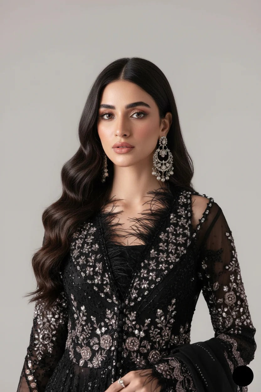 Restocked Royal Organza Open Long Frock 3PC Ready to Wear Formal Suit