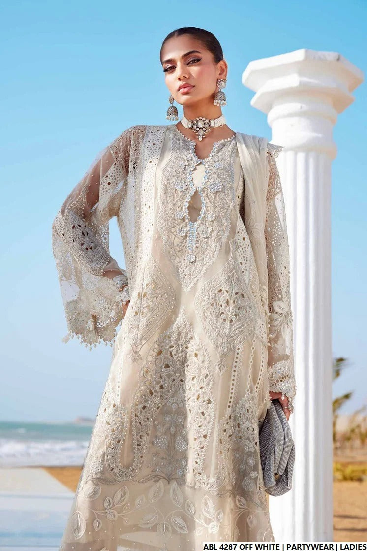 Luxury Organza A-Line 3PC Ready to Wear Formal Suit With Net Dupatta
