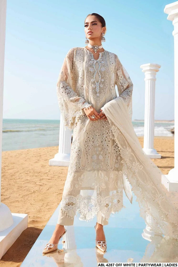 Luxury Organza A-Line 3PC Ready to Wear Formal Suit With Net Dupatta