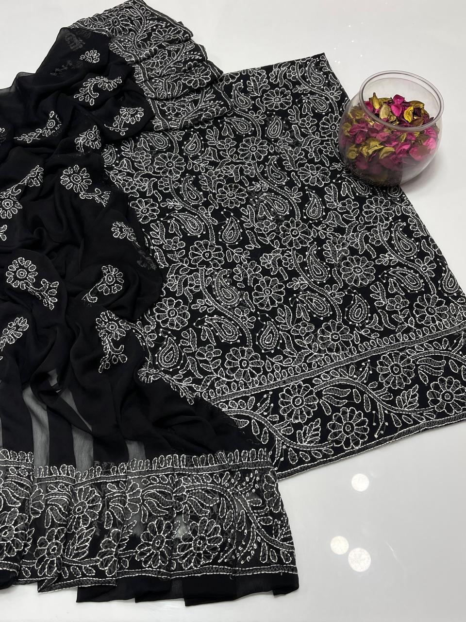 Soft Crinkle Chiffon Chikankari 2PC Suit With Handmade Embroidered Dupatta