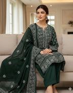 Soft Crinkle Chiffon Chikankari 2PC Suit With Handmade Embroidered Dupatta