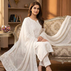Soft Crinkle Chiffon Chikankari 2PC Suit With Handmade Embroidered Dupatta