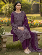 Soft Crinkle Chiffon Chikankari 2PC Suit With Handmade Embroidered Dupatta