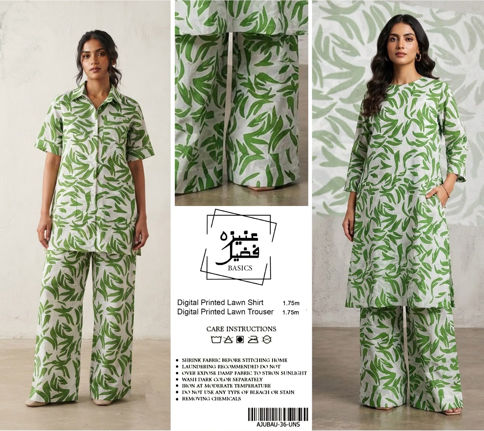 Uneza Fazeel Basics - Digital Printed Unstitched Lawn 2PC Suit