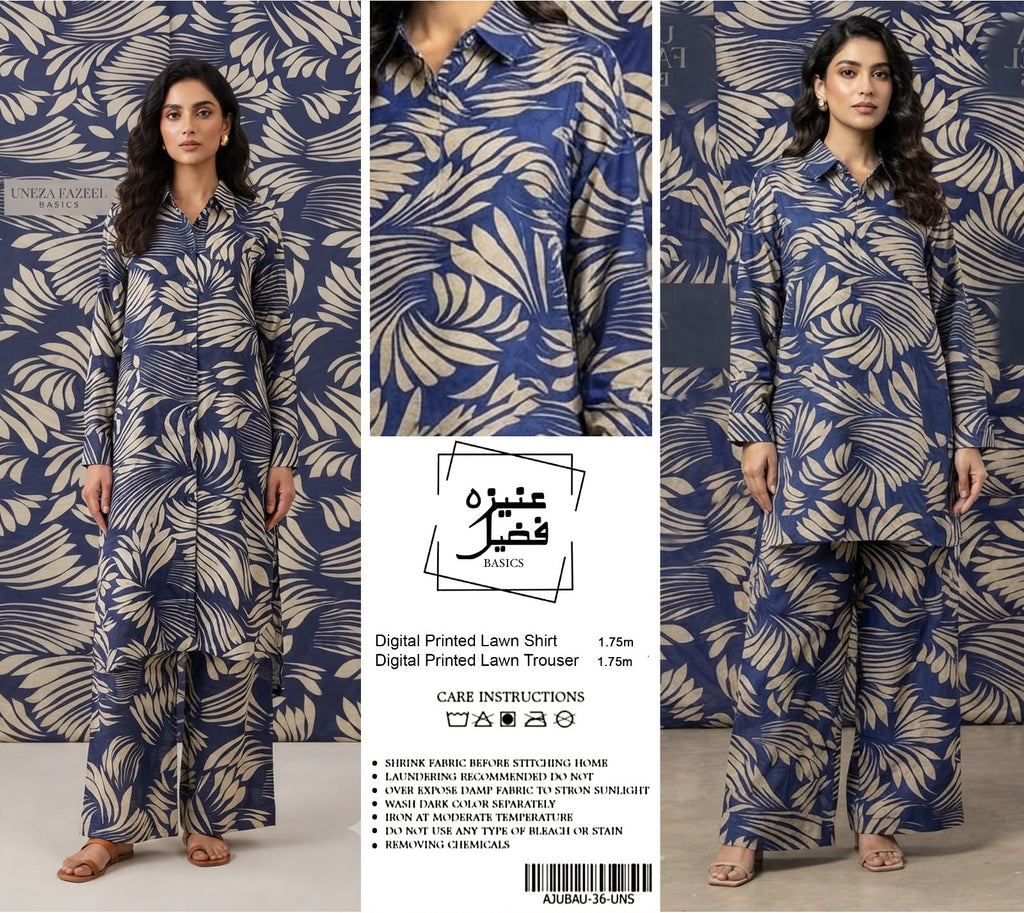 Uneza Fazeel Basics - Digital Printed Unstitched Lawn 2PC Suit
