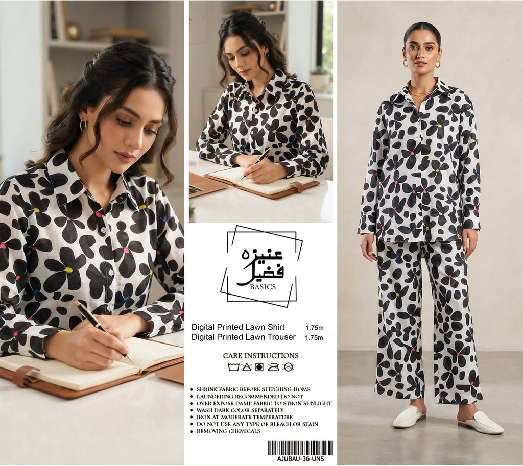 Uneza Fazeel Basics - Digital Printed Unstitched Lawn 2PC Suit