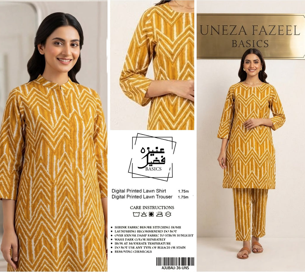 Uneza Fazeel Basics - Digital Printed Unstitched Lawn 2PC Suit