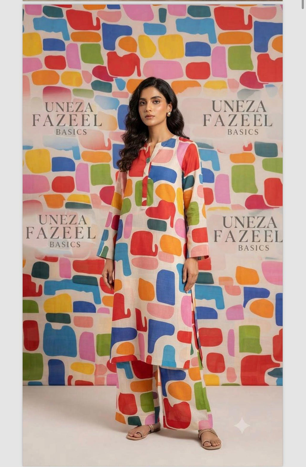 Uneza Fazeel Basics - Digital Printed Unstitched Lawn 2PC Suit