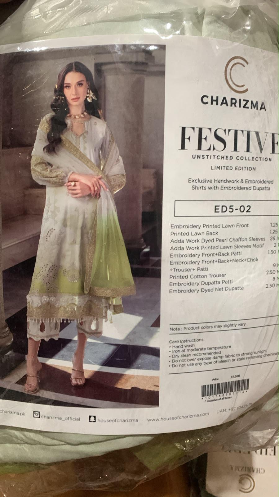 CHARIZMA FESTIVE LIMITED EDITION – HANDWORK & EMBROIDERED 3PC