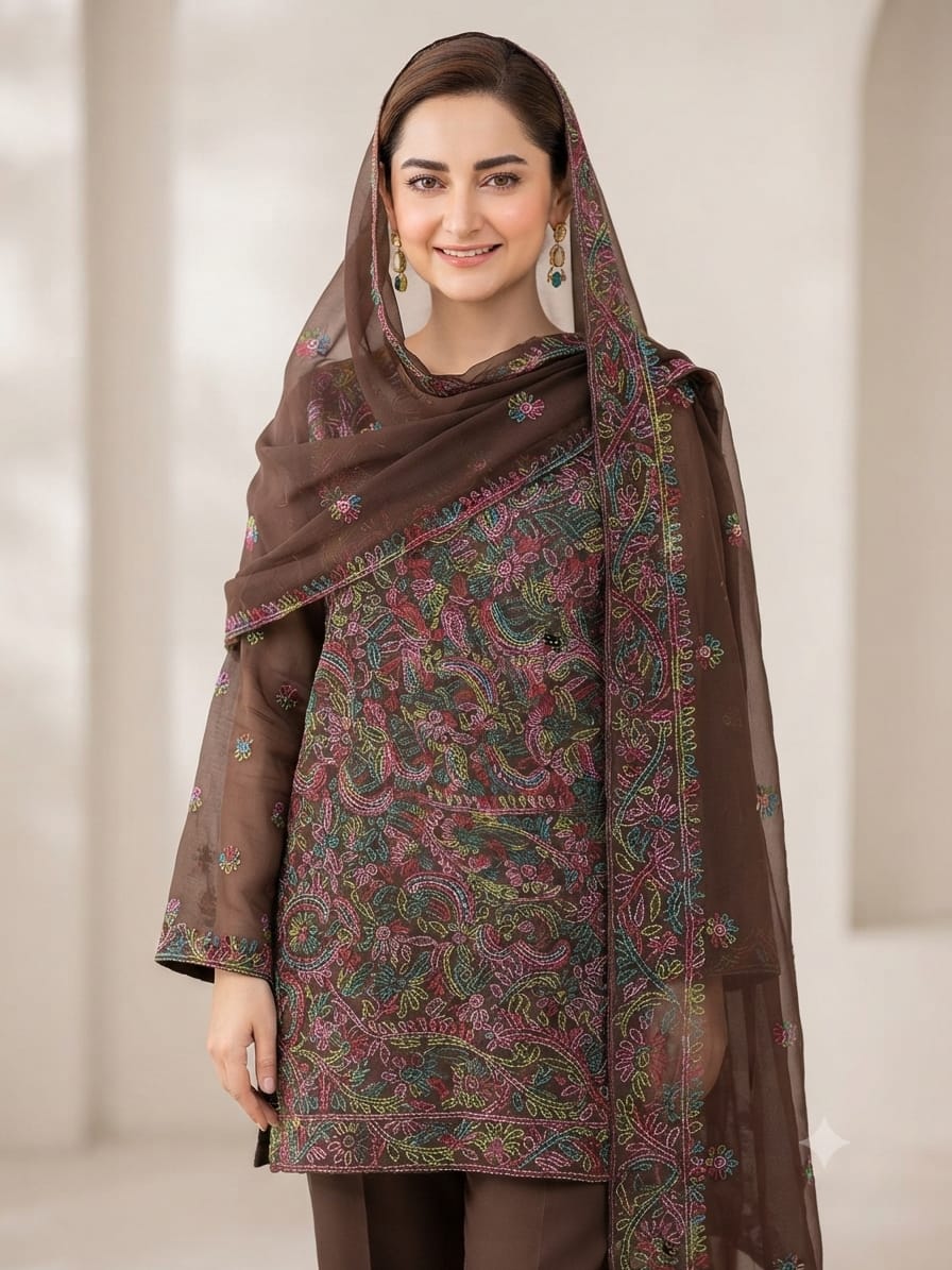 MALTI CHIKAN KARI FULL JAAL STYLISH COLLECTION – 2PC CHIFFON