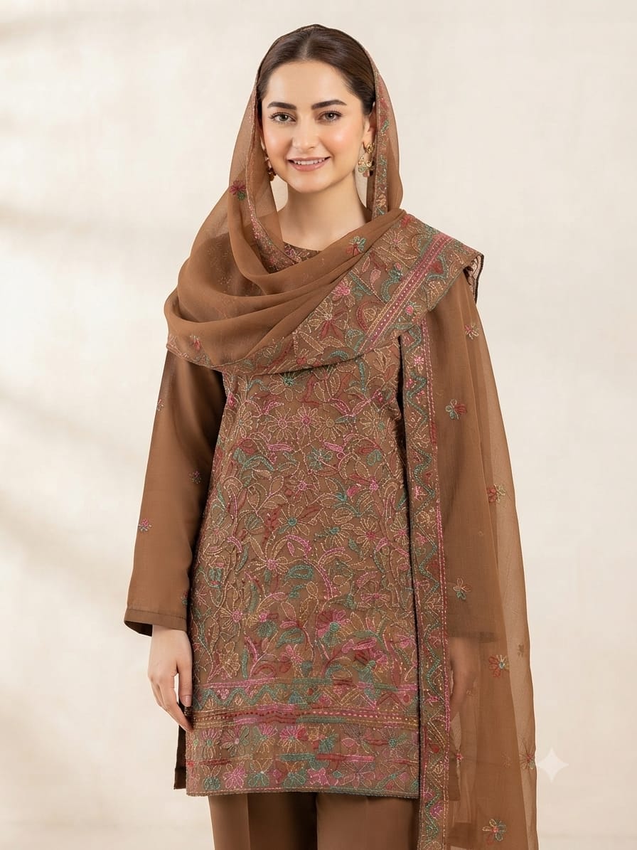 MALTI CHIKAN KARI FULL JAAL STYLISH COLLECTION – 2PC CHIFFON